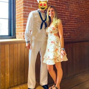 Francesca's Collections Floral Mini Dress - Cream and Pink